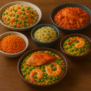 Diferentes platillos con arroz