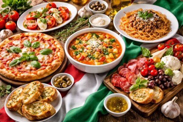 IMAGEN DE MESA CON PLATILLOS ITALIANOS DE RECETAS ITALIANAS